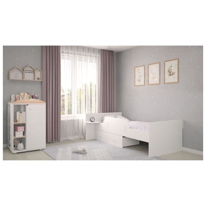 Polini - lit combiné évolutif Ameli blanc/naturel de 60x120 cm a 90x