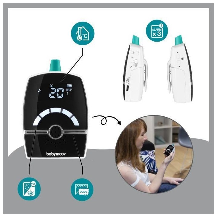 Babymoov Babyphone audio pour bébé Premium Care 1400 m