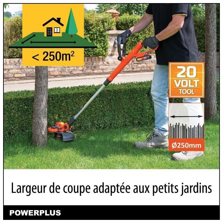 Powerplus Dual Power Coupe-Bordure Batterie POWDPG7541 - 20 V, 250 mm