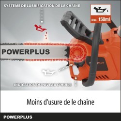 Powerplus Dual Power Tronçonneuse a Batterie POWDPG7576 - 40 V,Guide de 350 mm, sans Batterie ni Chargeur