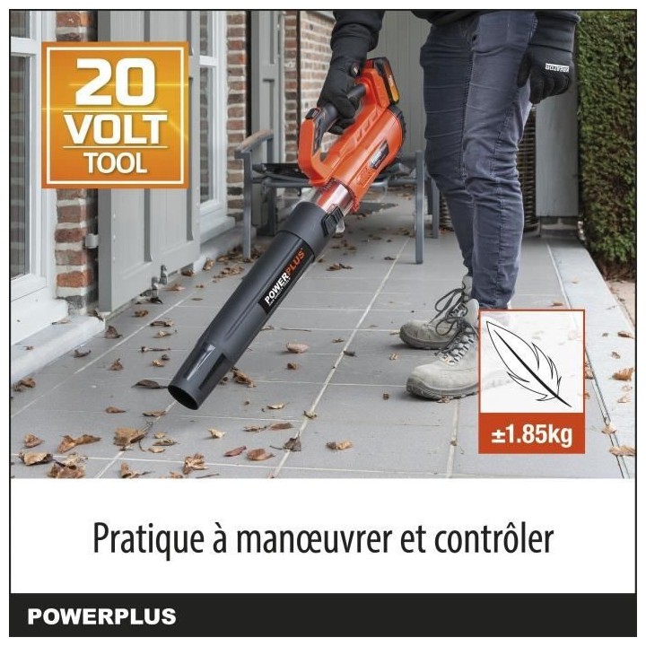 Dual Power Souffleur de Feuilles a Batterie POWDPG7521 - 20 V, Ramasse