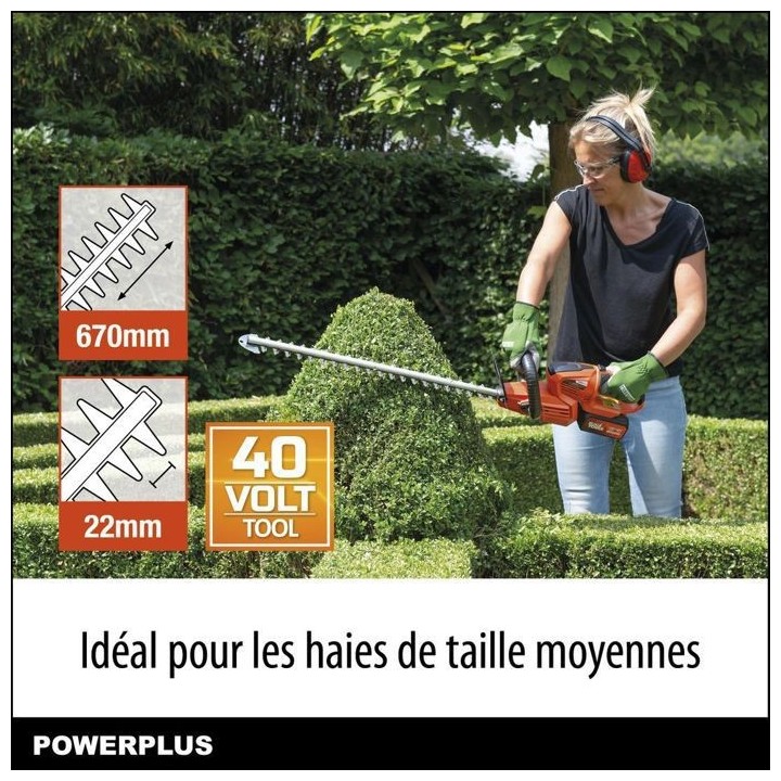 Powerplus Dual Power Taille-Haie Batterie POWDPGSET44 - 40 V, Batterie