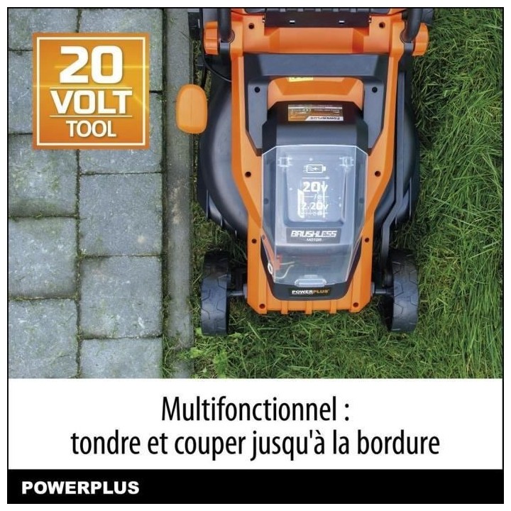 Dual Power Tondeuse Batterie POWDPGLWS1 - Tondeuse a Gazon de 20 V, 34