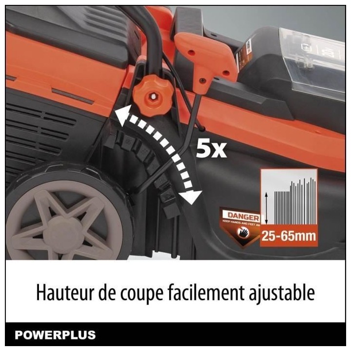 Dual Power Tondeuse Batterie POWDPGLWS1 - Tondeuse a Gazon de 20 V, 34