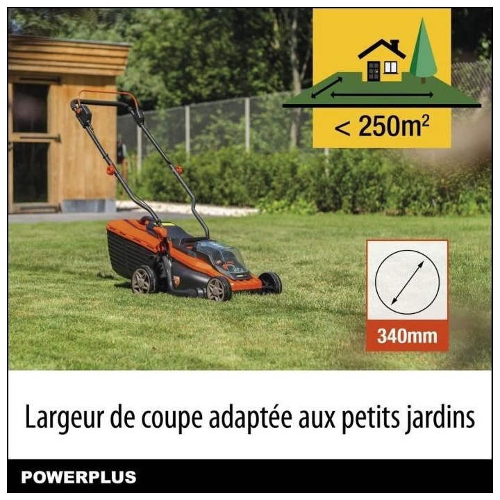 Dual Power Tondeuse Batterie POWDPGLWS1 - Tondeuse a Gazon de 20 V, 34