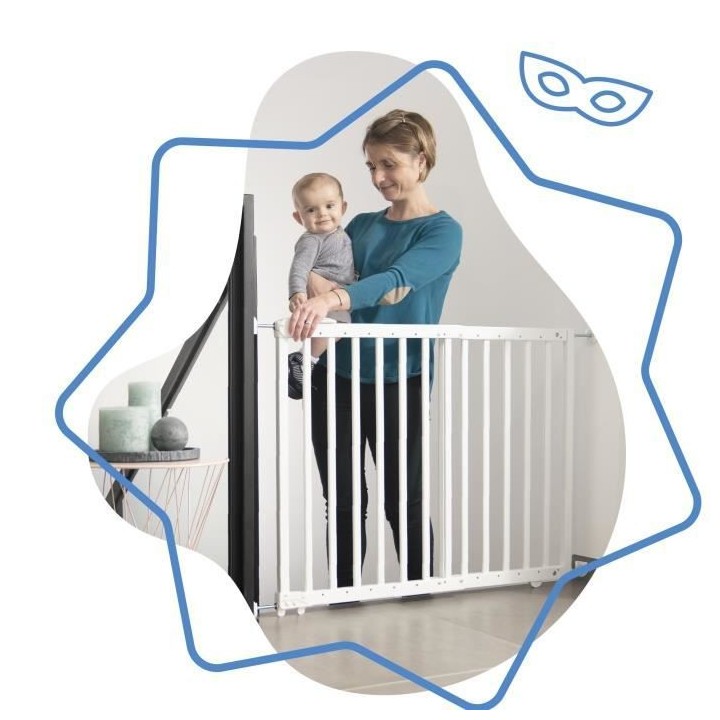 Badabulle Barriere de sécurité extensible Deco Pop Blanc 63-106 cm