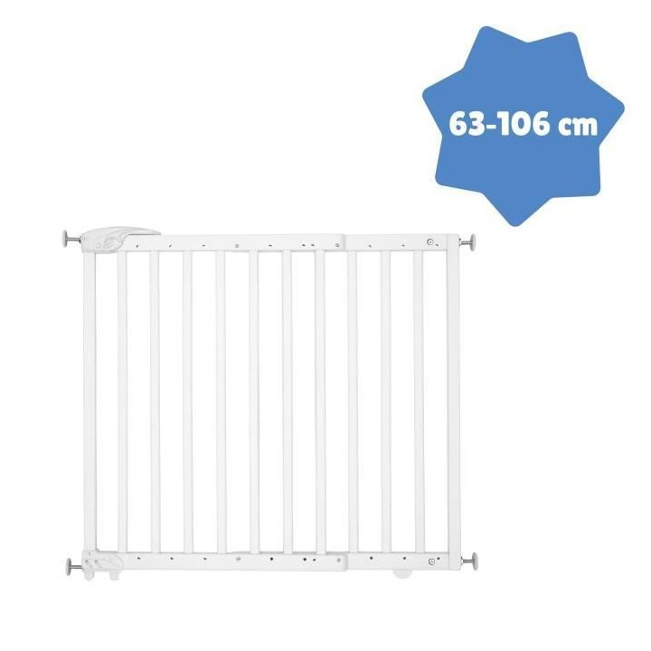 Badabulle Barriere de sécurité extensible Deco Pop Blanc 63-106 cm