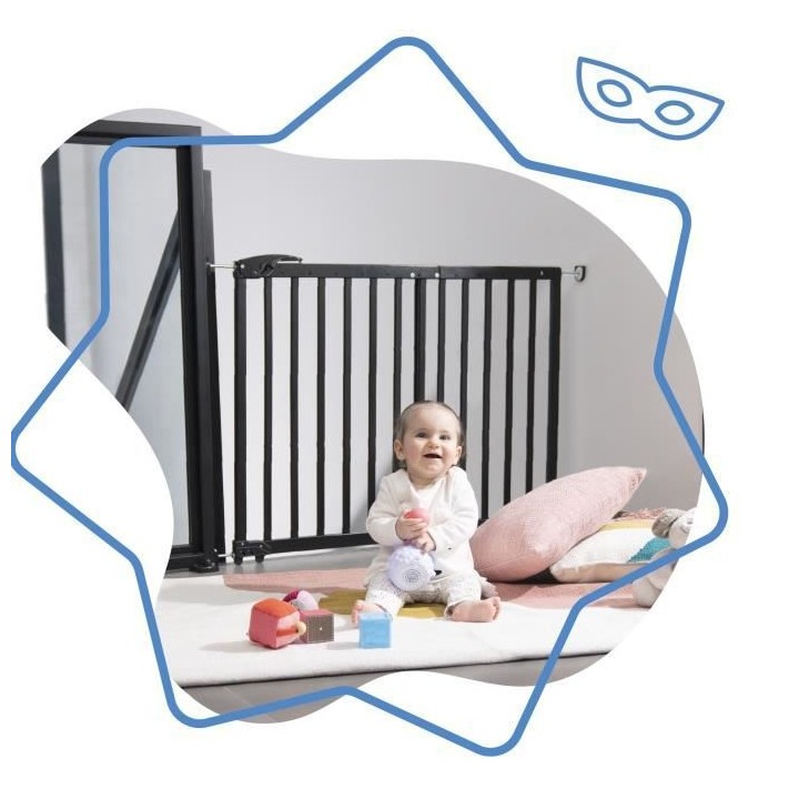 Badabulle Barriere de sécurité extensible Deco Pop Noir 63-106 cm