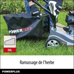 Powerplus Tondeuse a Gazon Thermique POWEG63732 - avec 390 mm Ø, 132 cc, Tondeuse sans Fil Gazon, avec Ramassage et Éjection A