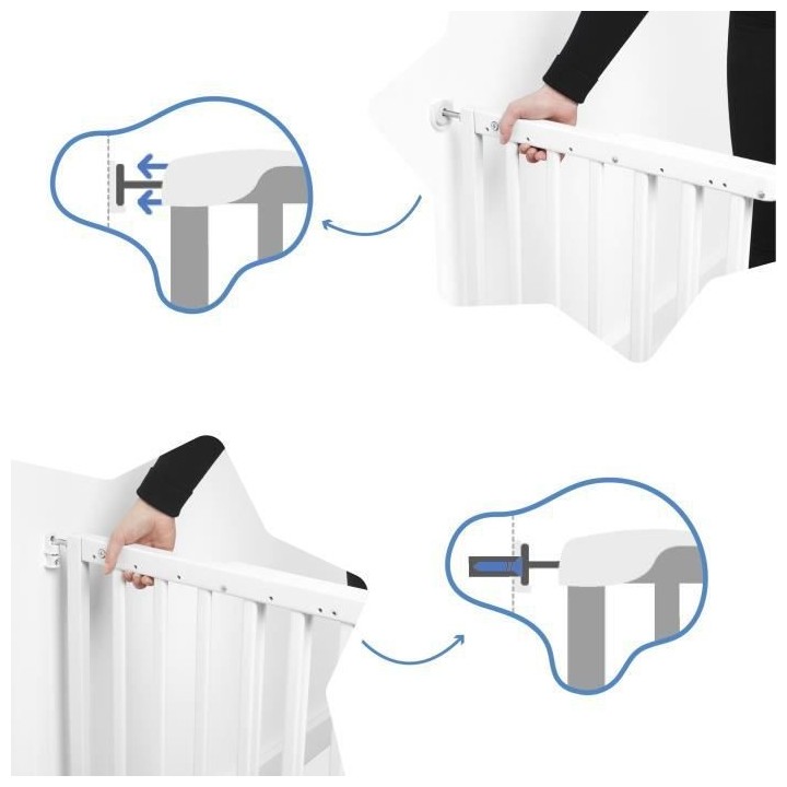 Badabulle Barriere de sécurité extensible Deco Pop Noir 63-106 cm