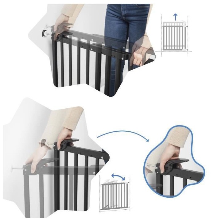 Badabulle Barriere de sécurité extensible Deco Pop Noir 63-106 cm