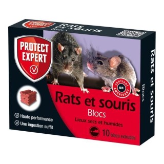 PROTECT EXPERT FB300 Rats & Souris | 10 Blocs extrudes pour lieux secs