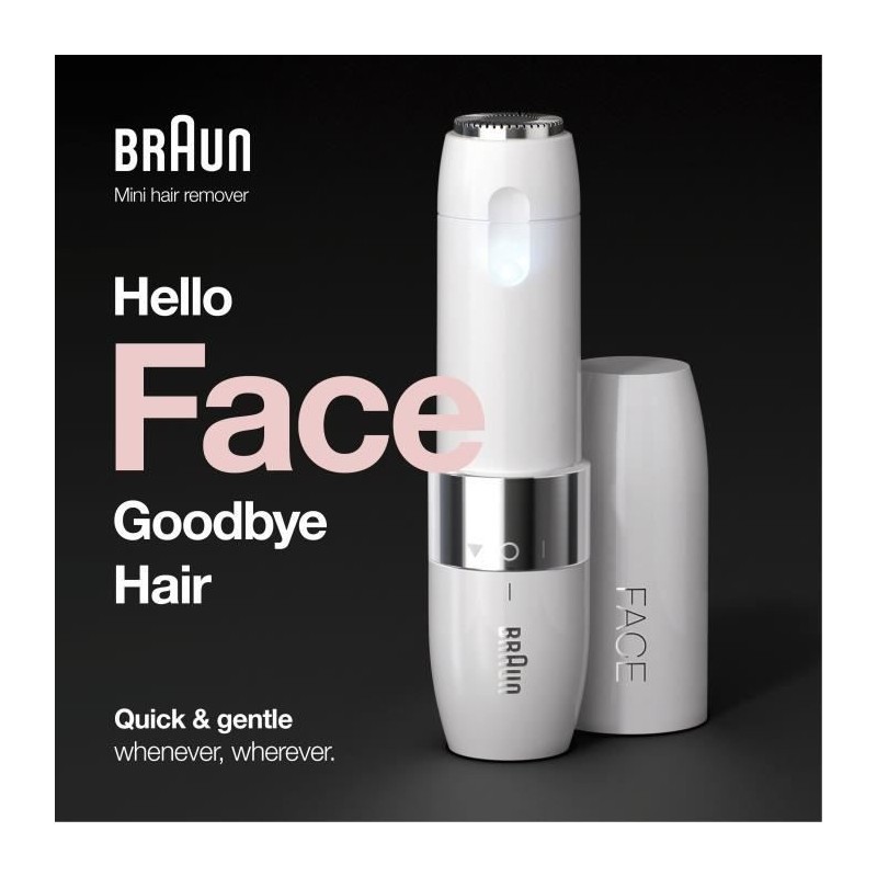 Braun Face Mini FS1000 Rasoir Visage éléctrique pour femme - Doux pour la peau - Fonction Smart Light - Blanc