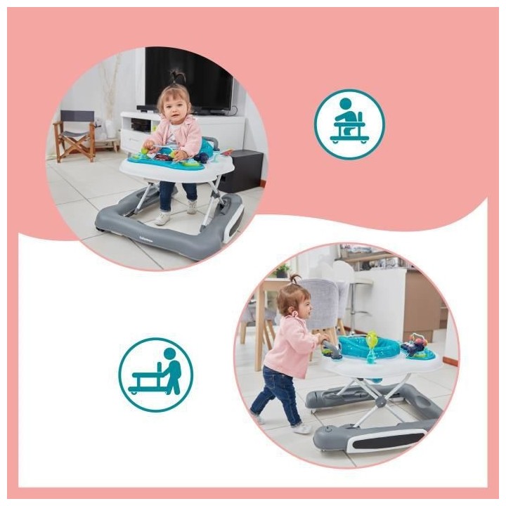 BABYMOOV Trotteur 5 en 1 - Sons et lumieres - 4 roues - Avec freins