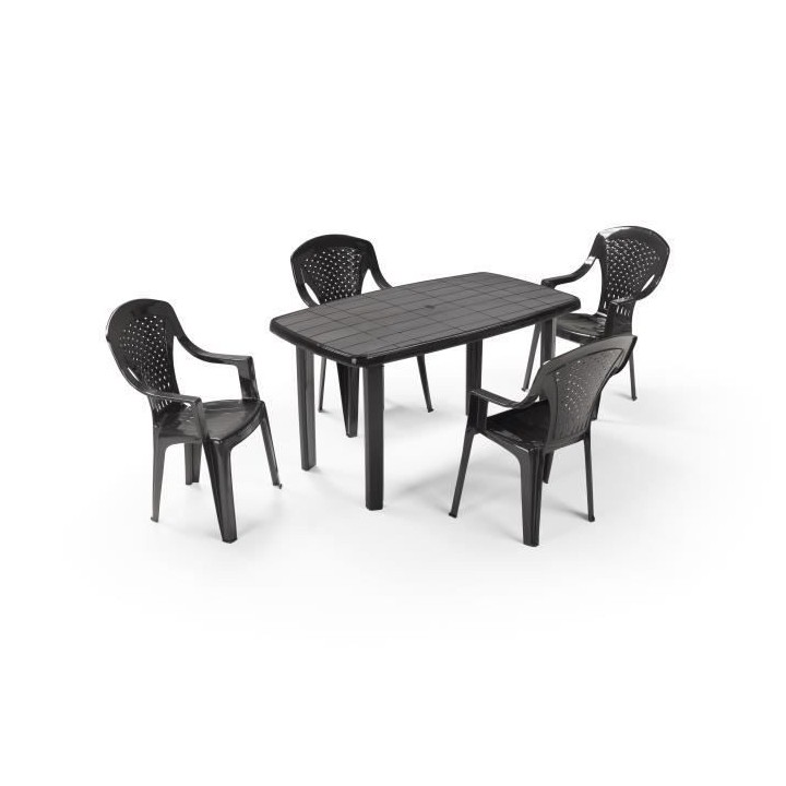 Lot de 4 Fauteuils de jardin monobloc empilable Capri - 56 x 58 x 90 c