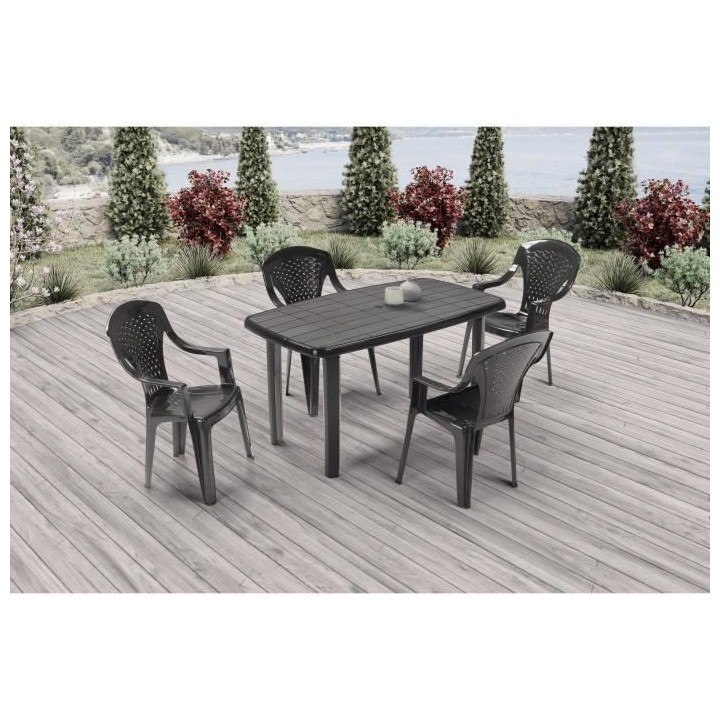Lot de 4 Fauteuils de jardin monobloc empilable Capri - 56 x 58 x 90 c