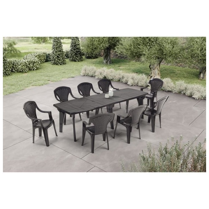 Lot de 4 Fauteuils de jardin monobloc empilable Capri - 56 x 58 x 90 c