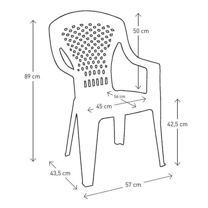 Lot de 4 Fauteuils de jardin monobloc empilable Capri - 56 x 58 x 90 c