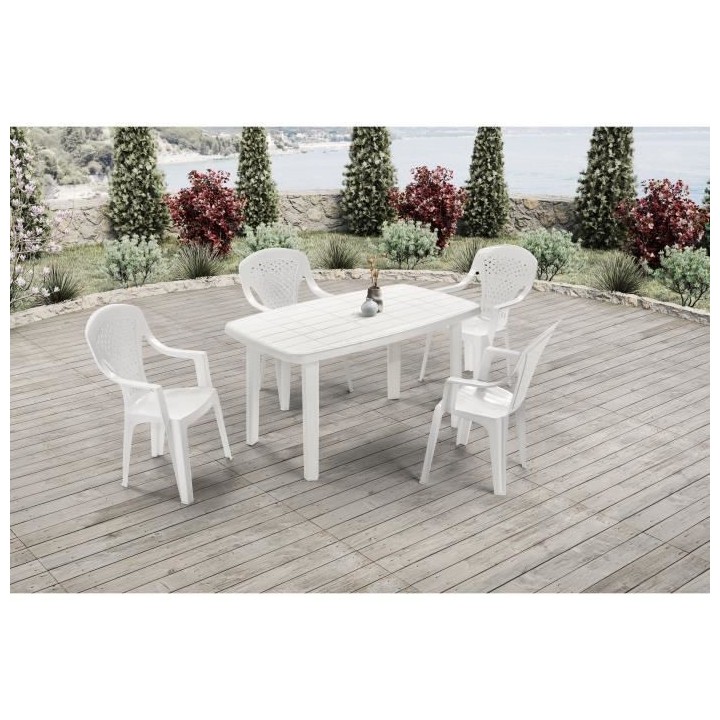 Lot de 4 Fauteuils de jardin monobloc empilable Capri - 56 x 58 x 90 c