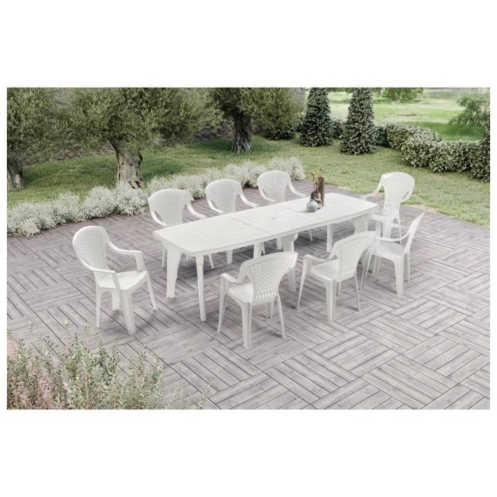 Lot de 4 Fauteuils de jardin monobloc empilable Capri - 56 x 58 x 90 c