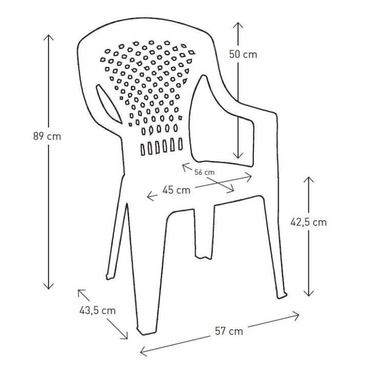Lot de 4 Fauteuils de jardin monobloc empilable Capri - 56 x 58 x 90 c