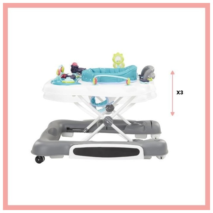 BABYMOOV Trotteur 5 en 1 - Sons et lumieres - 4 roues - Avec freins