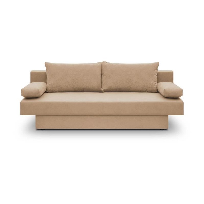 Banquette convertible 3 places Pyry - Tissu beige /sable L 187 x P 85 cm