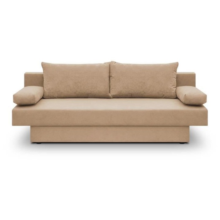 Banquette convertible 3 places Pyry - Tissu beige /sable L 187 x P 85