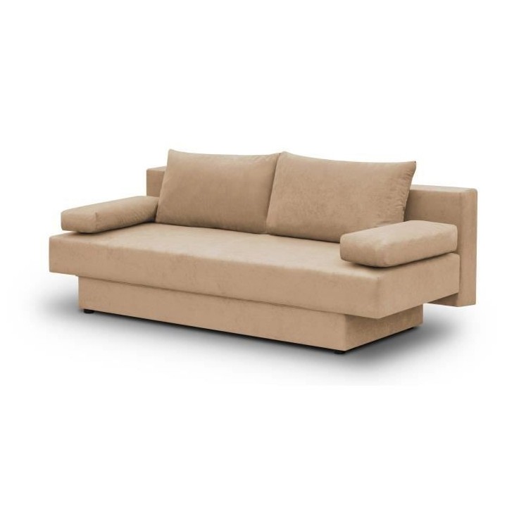 Banquette convertible 3 places Pyry - Tissu beige /sable L 187 x P 85