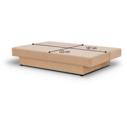 Banquette convertible 3 places Pyry - Tissu beige /sable L 187 x P 85 cm