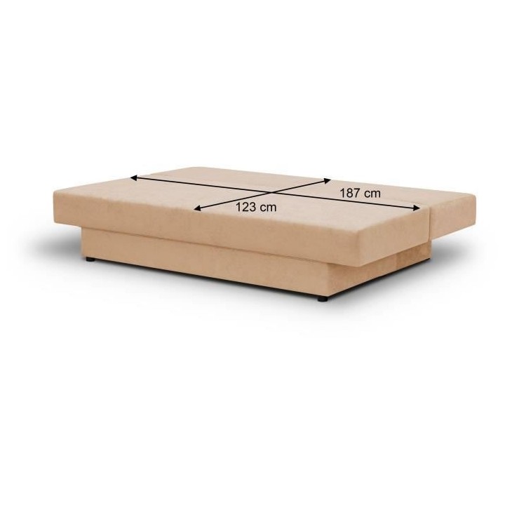 Banquette convertible 3 places Pyry - Tissu beige /sable L 187 x P 85