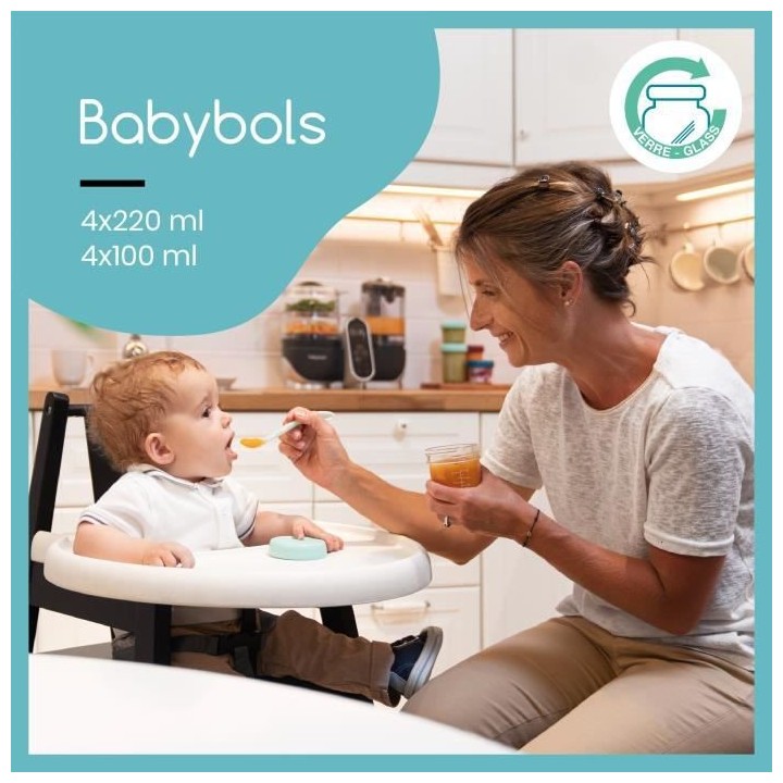 Babymoov Babybols en verre - Multiset - Pots de conservation hermétiq