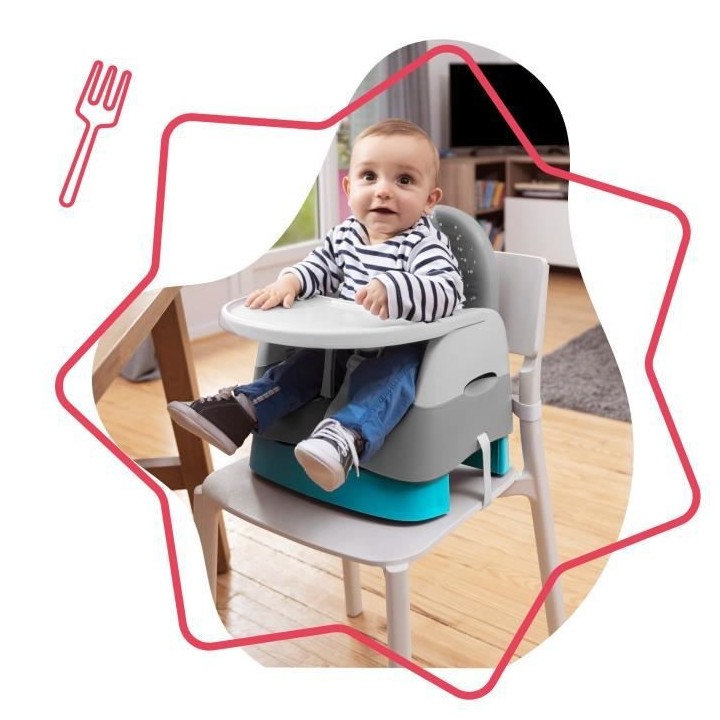 Badabulle Rehausseur de Chaise Home and Go, 6 - 36 mois, Grey