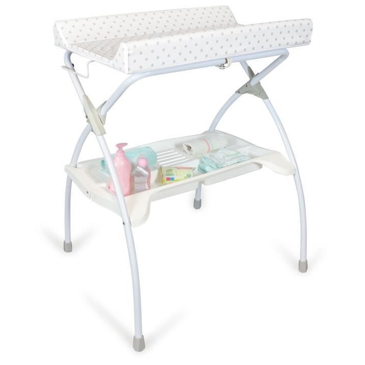 Table a langer MOON avec plan a langer - Matiere PVC - Etoile grise -