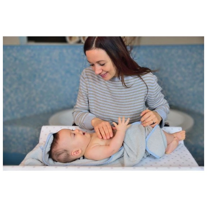 Table a langer MOON avec plan a langer - Matiere PVC - Etoile grise -