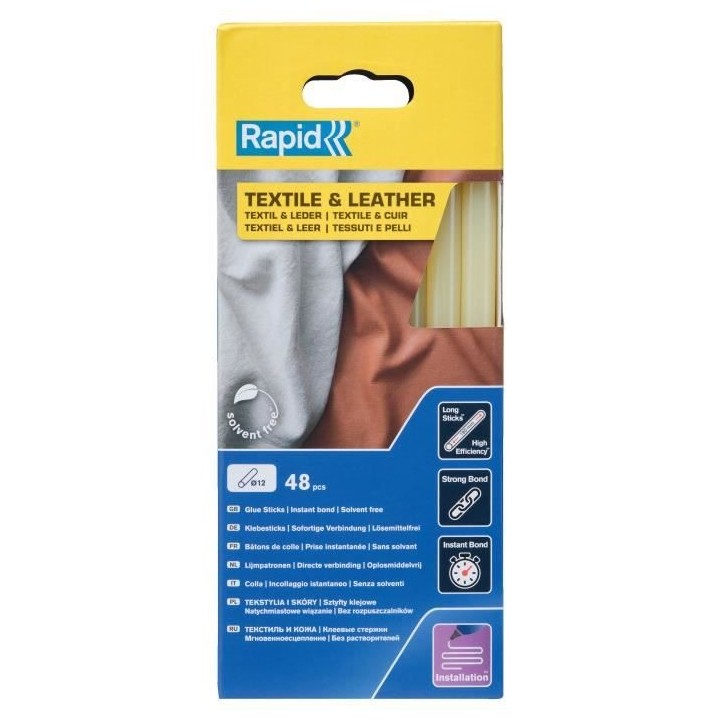 Rapid Bâtons de colle Textiles & Cuir 12 mm