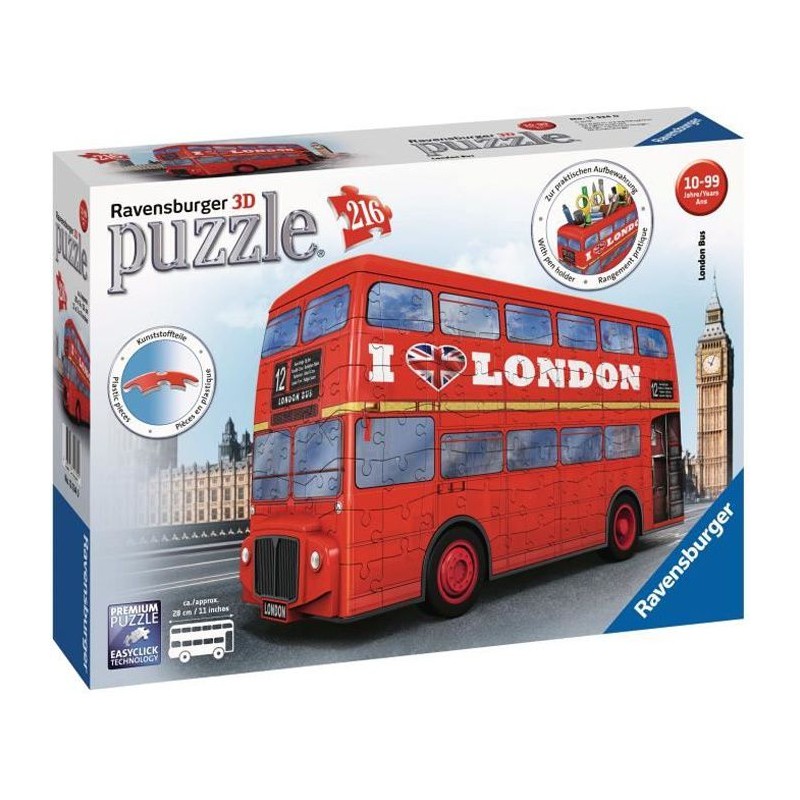 Puzzle 3D Bus londonien - Ravensburger - Véhicule 216 pieces - sans colle - Des 8 ans