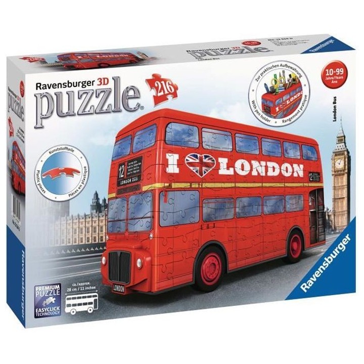 Puzzle 3D Bus londonien - Ravensburger - Véhicule 216 pieces - sans c