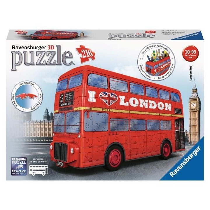 Puzzle 3D Bus londonien - Ravensburger - Véhicule 216 pieces - sans c