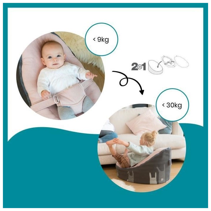 Babymoov Doomoo Nid - Transat bébé - Pouf Evolutif & Multifonctions