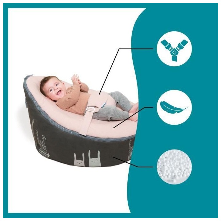 Babymoov Doomoo Nid - Transat bébé - Pouf Evolutif & Multifonctions