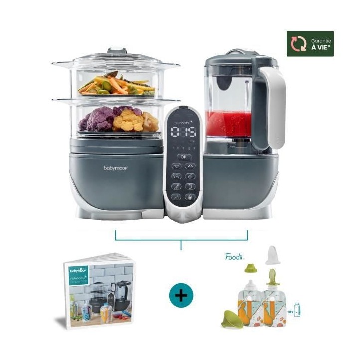 BABYMOOV Nutribaby(+) & Foodii - Robot Multifonctions & Kit de Gourdes