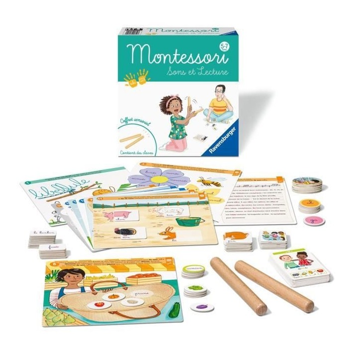 MONTESSORI - Sons et lecture - Coffret sensoriel - Apprentissage des s