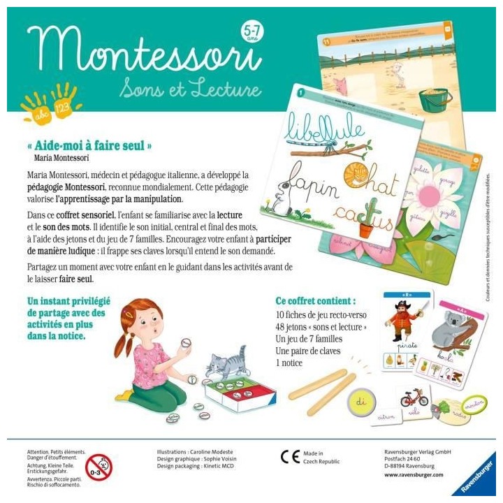 MONTESSORI - Sons et lecture - Coffret sensoriel - Apprentissage des s