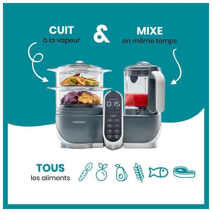 BABYMOOV Nutribaby(+) & Foodii - Robot Multifonctions & Kit de Gourdes