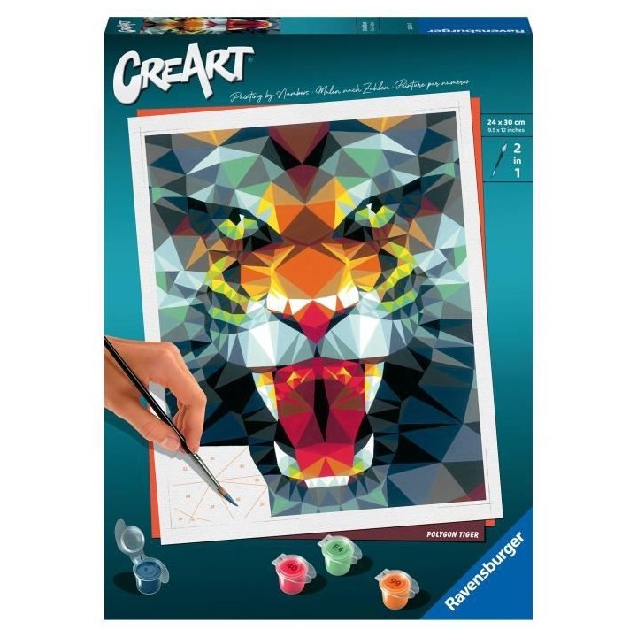 CreArt 24x30 cm- Polygon Tiger -4005556235148 - Ravensburger