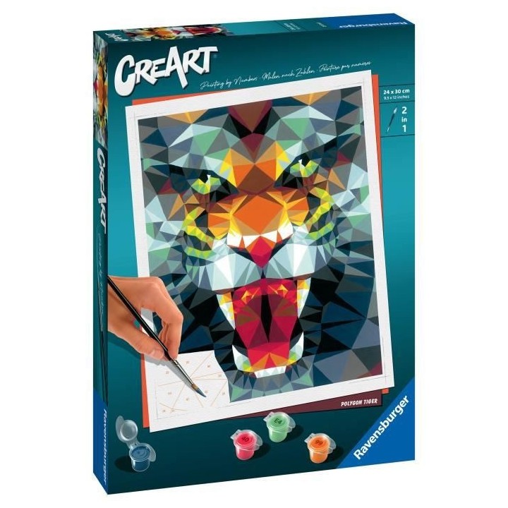 CreArt 24x30 cm- Polygon Tiger -4005556235148 - Ravensburger