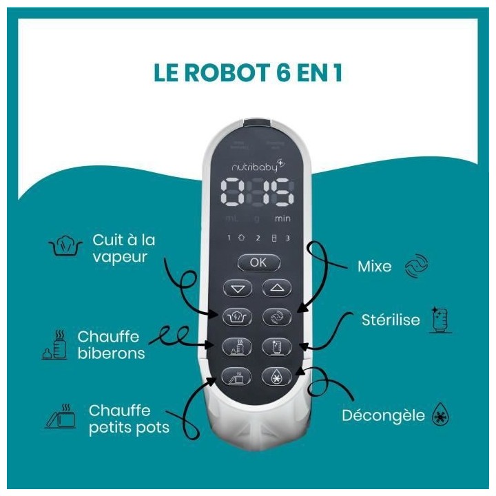 BABYMOOV Nutribaby(+) & Foodii - Robot Multifonctions & Kit de Gourdes