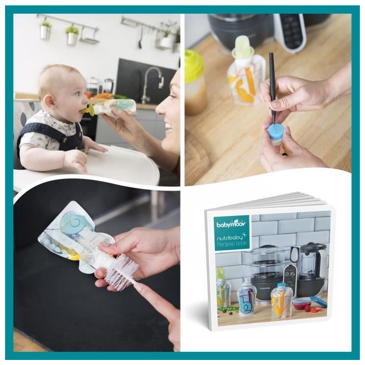 BABYMOOV Nutribaby(+) & Foodii - Robot Multifonctions & Kit de Gourdes