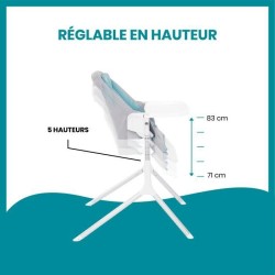 Babymoov Chaise Haute Slick 2 en 1 - Transat avec Réducteur nouveau-né - Tablette ouverture latérale - 2 roues